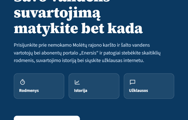 Prisijungimas prie nemokamo Molėtų rajono karšto ir šalto vandens vartotojų bei abonentų portalo "Enersis"